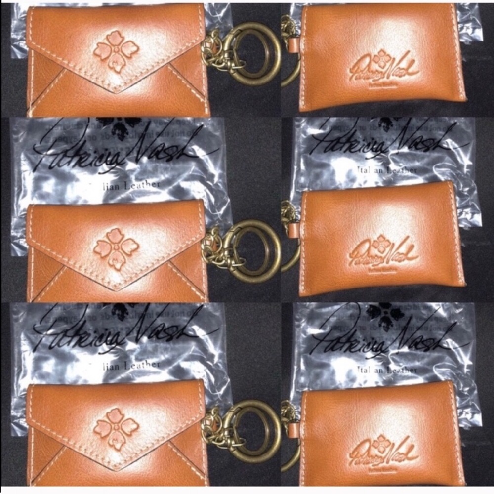 Italian leather card holder keychains